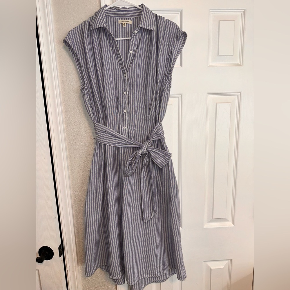 Max Studio Blue Striped Midi Dress